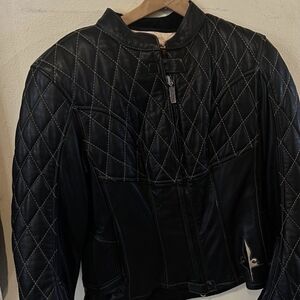 Elegant Black Quilted Leather Bike Jacket